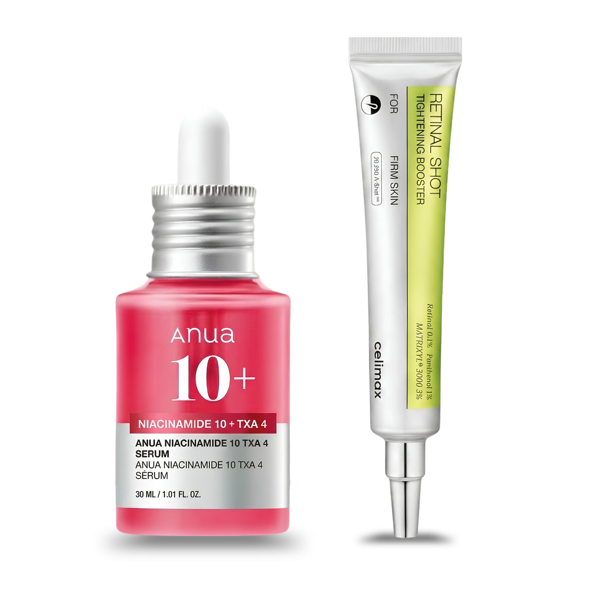 Anua 10% Niacinamide + TXA 4% Serum + Celimax Retinal Shot